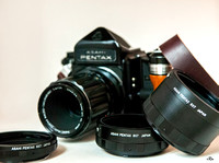 Pentax 6x7 MLU + 135mm f/4 + #1, #2 & #3 Extension Tubes